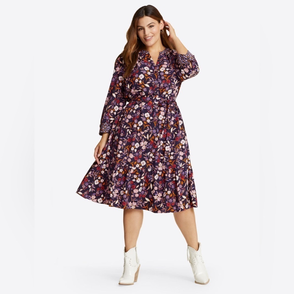 Draper James Loretta Shirtdress In Painterly Floral - Picture 10 of 11